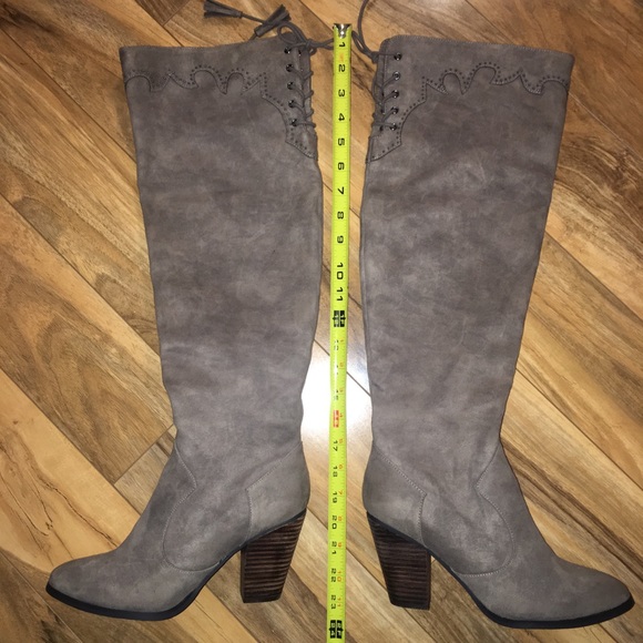 Francesca’s tan suede above the knee boots Sz 8.5 - Picture 7 of 8